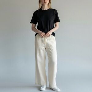 FRAME LINEN HIGH RISE WIDE LEG PANTS SIZE 2
